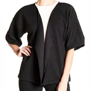 ROFFE textured black cotton cardigan One Size short sleeves